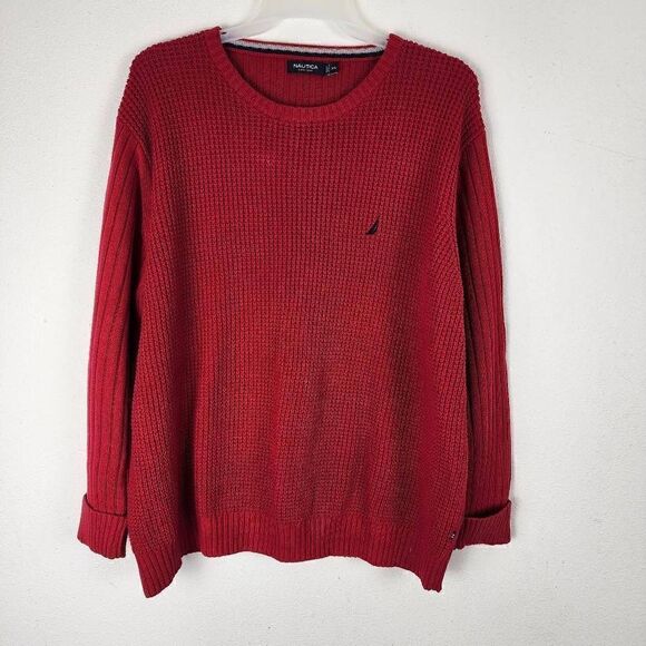 Nautica Men's Red Long Sleeve Knitted Pullover Sweater Size 2XL - Picture 1 of 11